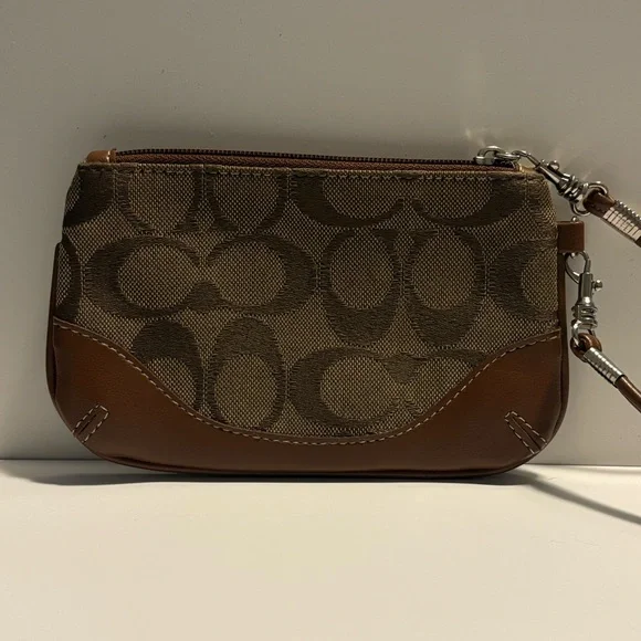 Coach Signature Print and Leather Wristlet Brown - Picture 4 of 5